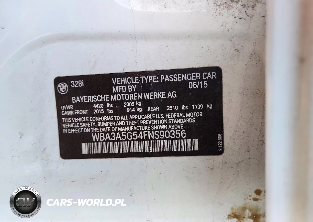 2015 BMW 328 I VIN:WBA3A5G54FNS90356 - 12