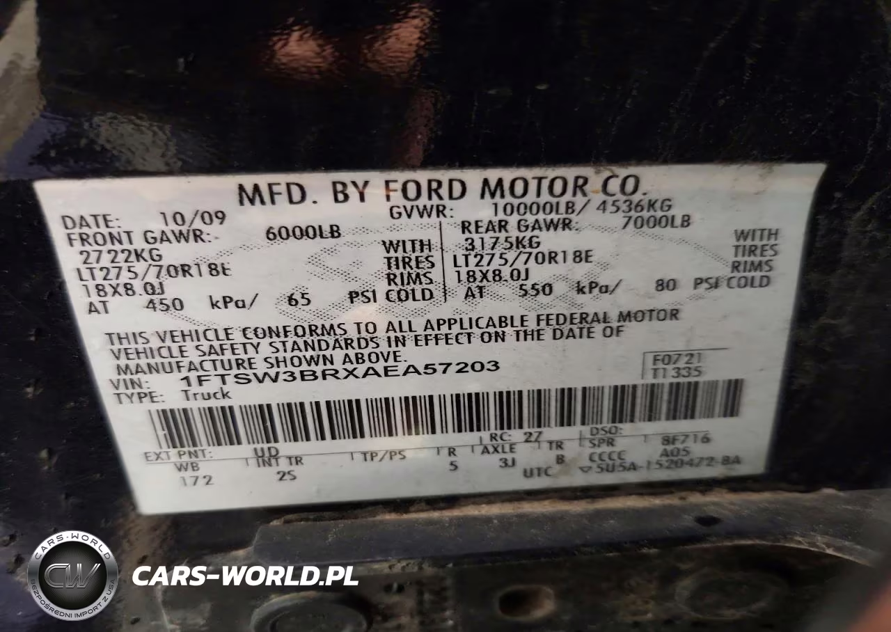 2010 Ford F350 Super Duty VIN:1FTSW3BRXAEA57203 - 12