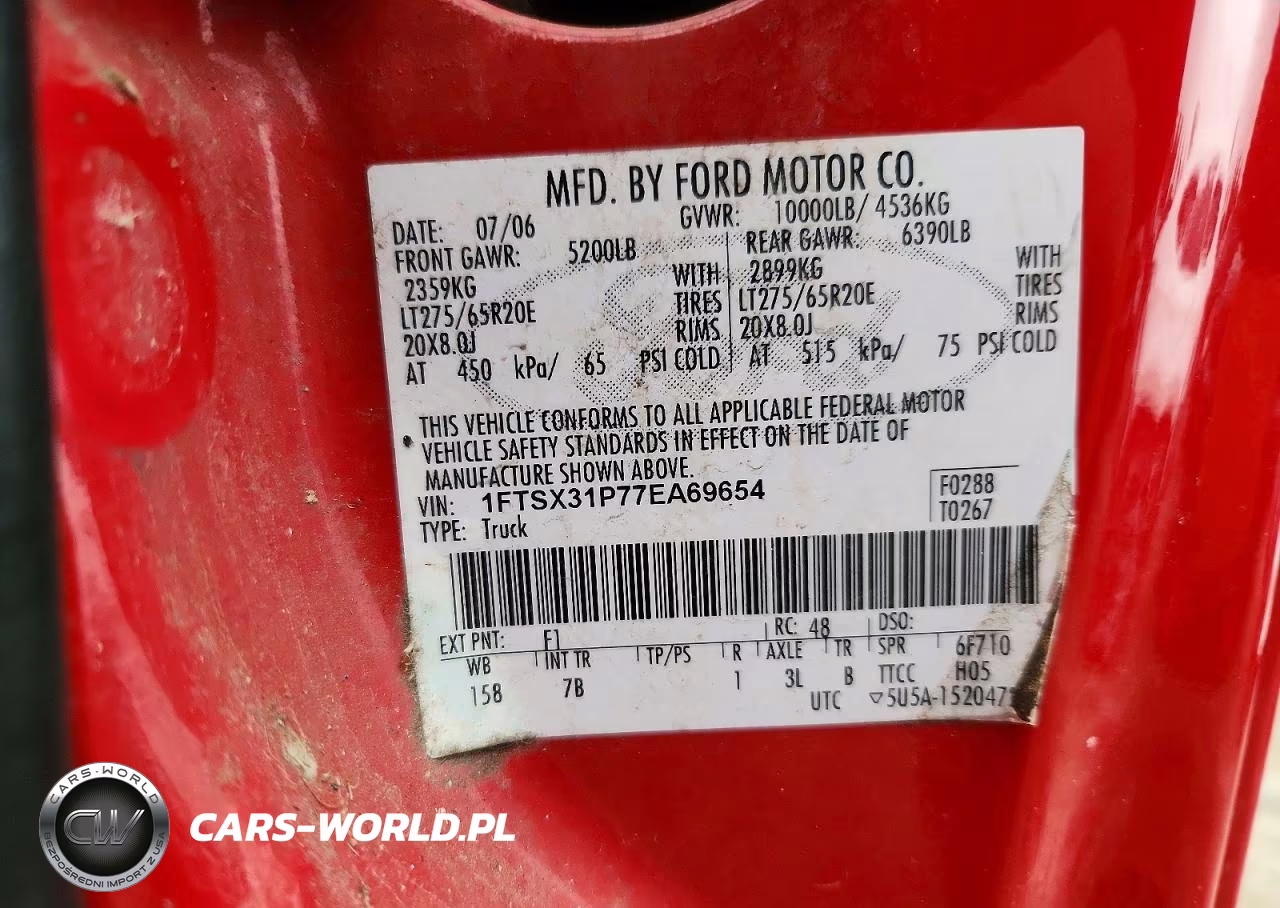 2007 Ford F350 Srw Super Duty VIN:1FTSX31P77EA69654 - 12