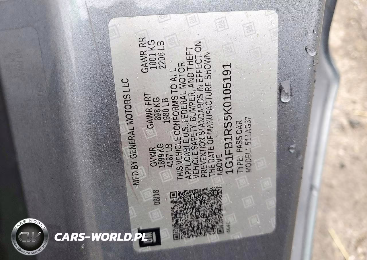 2019 Chevrolet Camaro Ls VIN:1G1FB1RS5K0105191 - 12