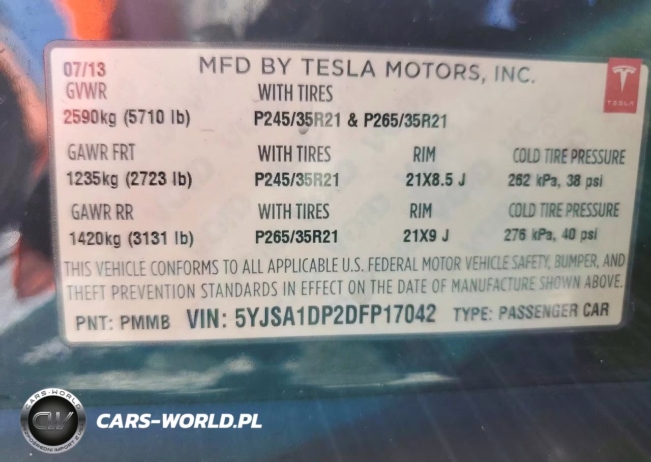 2013 Tesla Model S VIN:5YJSA1DP2DFP17042 - 12