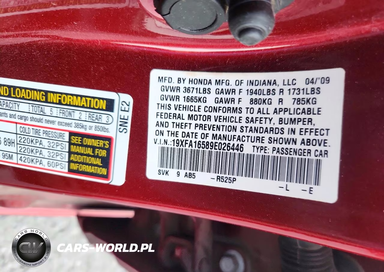 2009 Honda Civic Lx VIN:19XFA16589E026446 - 12
