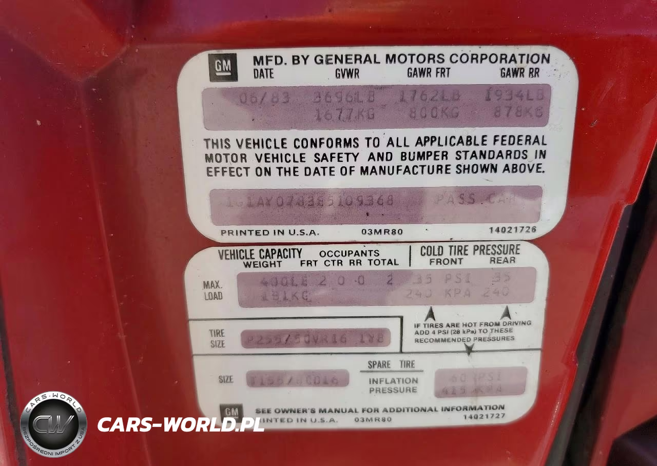1984 Chevrolet Corvette VIN:1G1AY0783E5109368 - 12