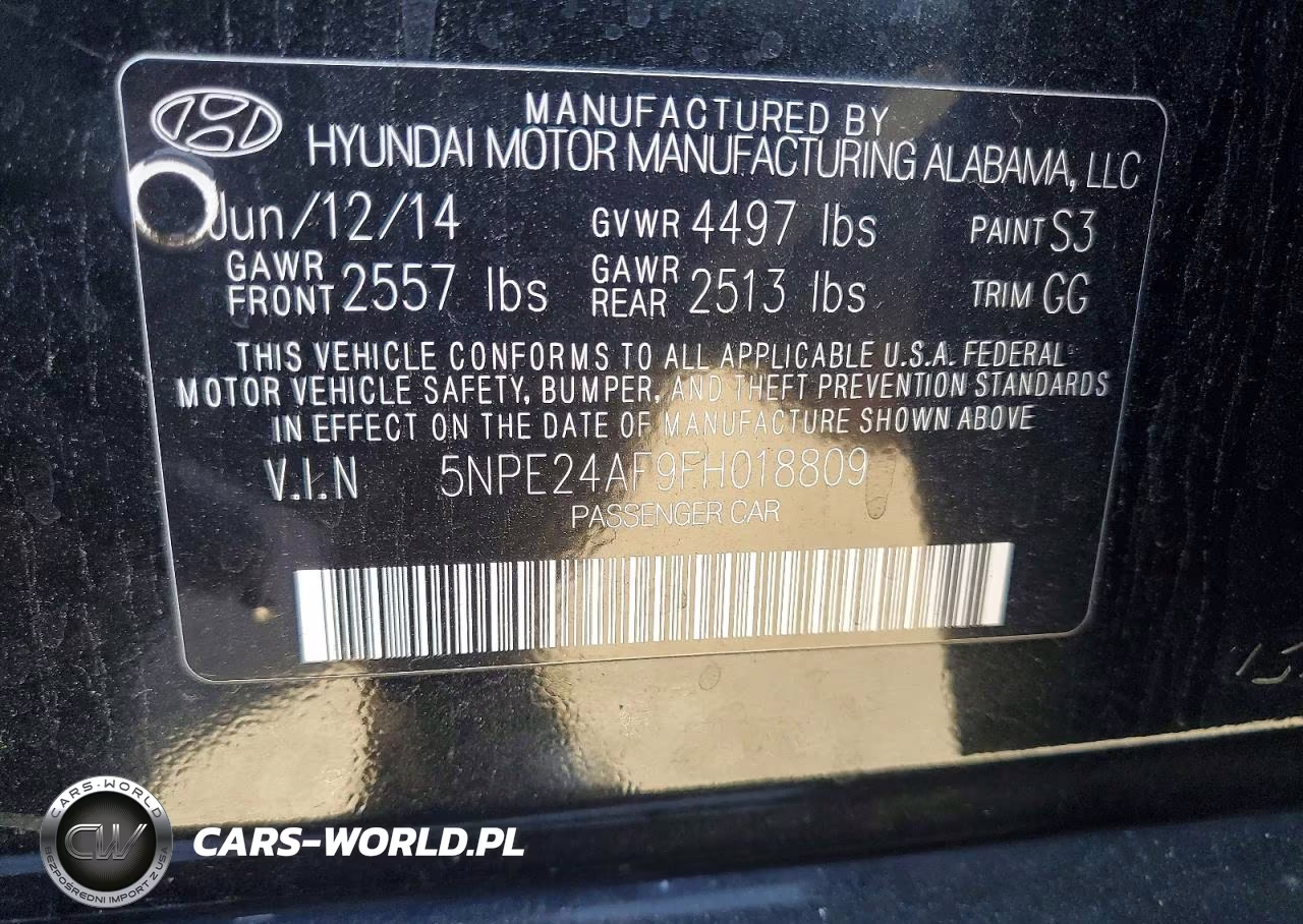 2015 Hyundai Sonata Se VIN:5NPE24AF9FH018809 - 12