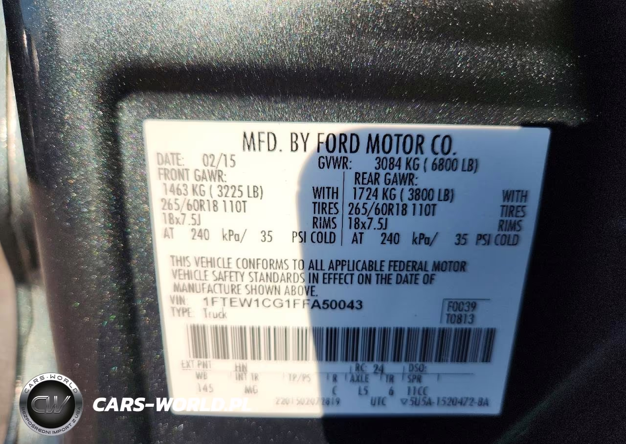 2015 Ford F150 Supercrew VIN:1FTEW1CG1FFA50043 - 12