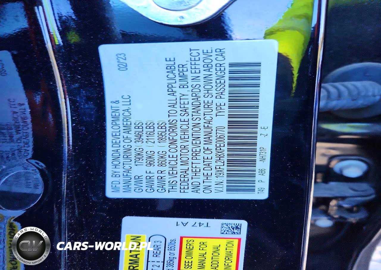 2023 Honda Civic Sport VIN:19XFL2H8XPE006770 - 12