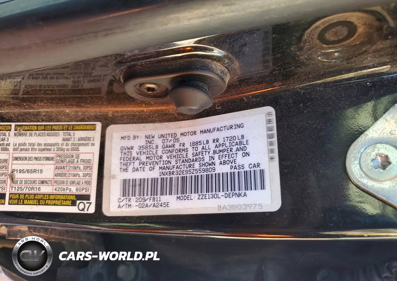 2005 Toyota Corolla Le VIN:1NXBR32E95Z559809 - 12