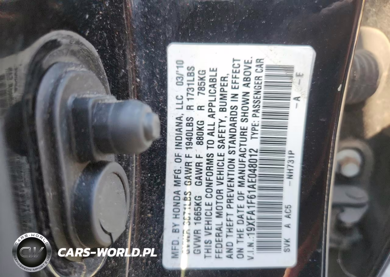 2010 Honda Civic Lx-S VIN:19XFA1F61AE048012 - 12