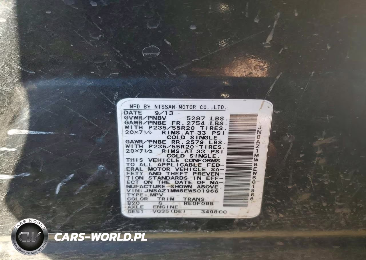 2014 Nissan Murano Le VIN:JN8AZ1MW6EW501966 - 13