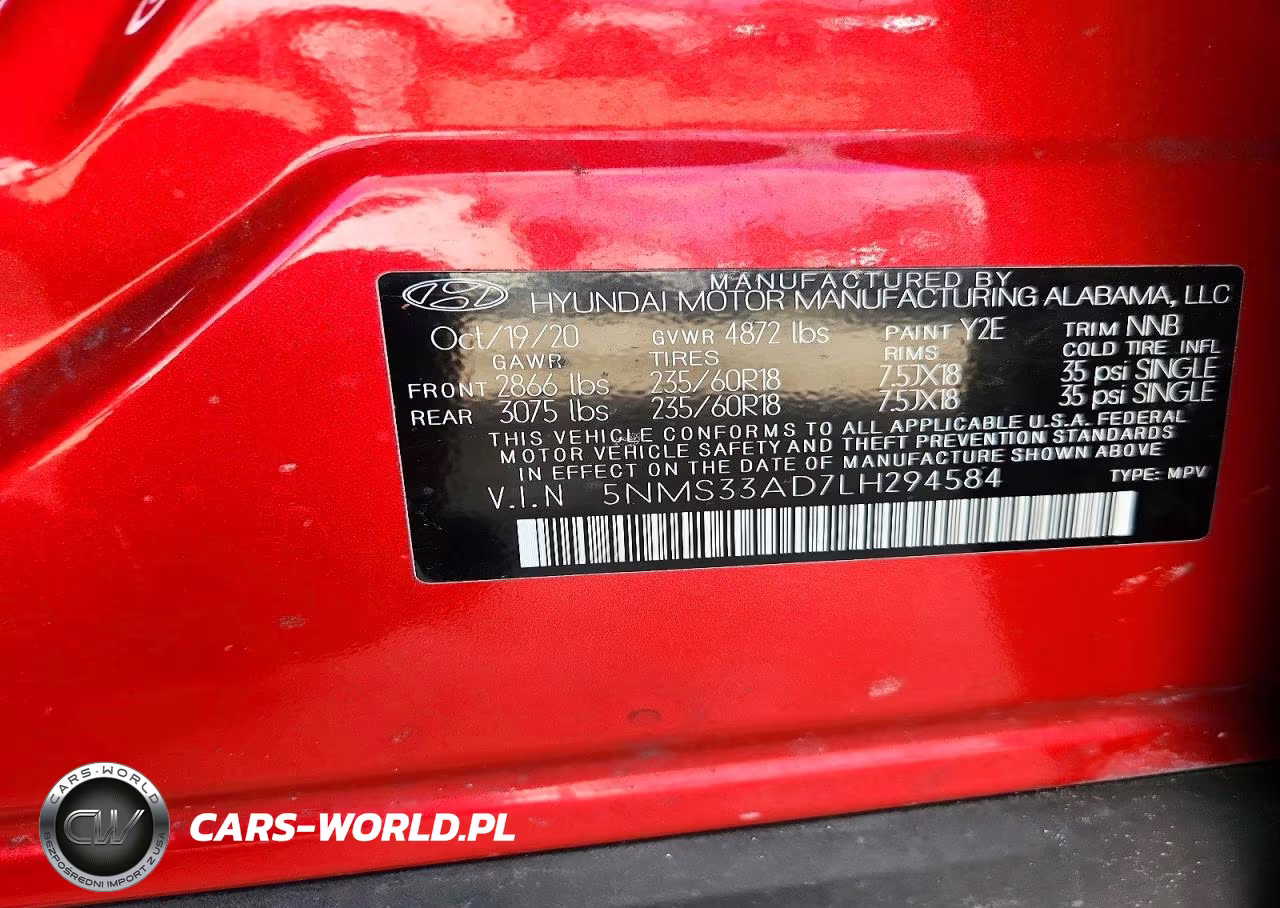 2020 Hyundai Santa Fe Sel VIN:5NMS33AD7LH294584 - 13