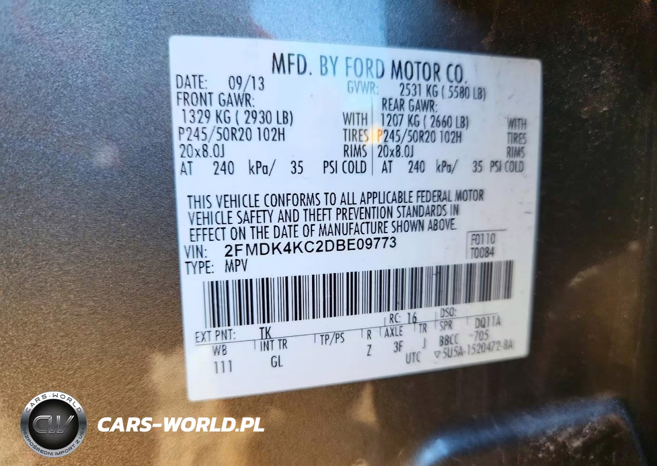2013 Ford Edge Limited VIN:2FMDK4KC2DBE09773 - 13