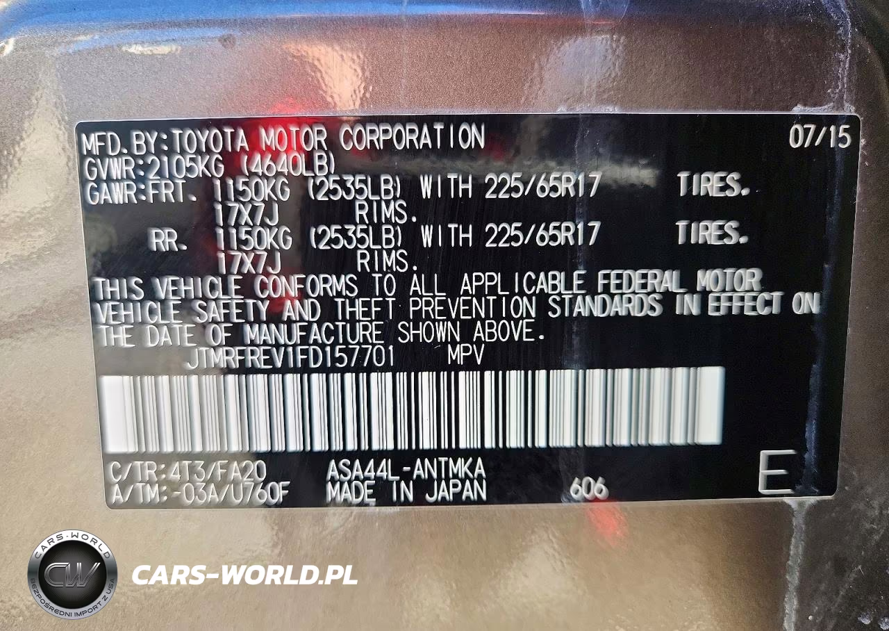 2015 Toyota Rav4 Xle VIN:JTMRFREV1FD157701 - 13