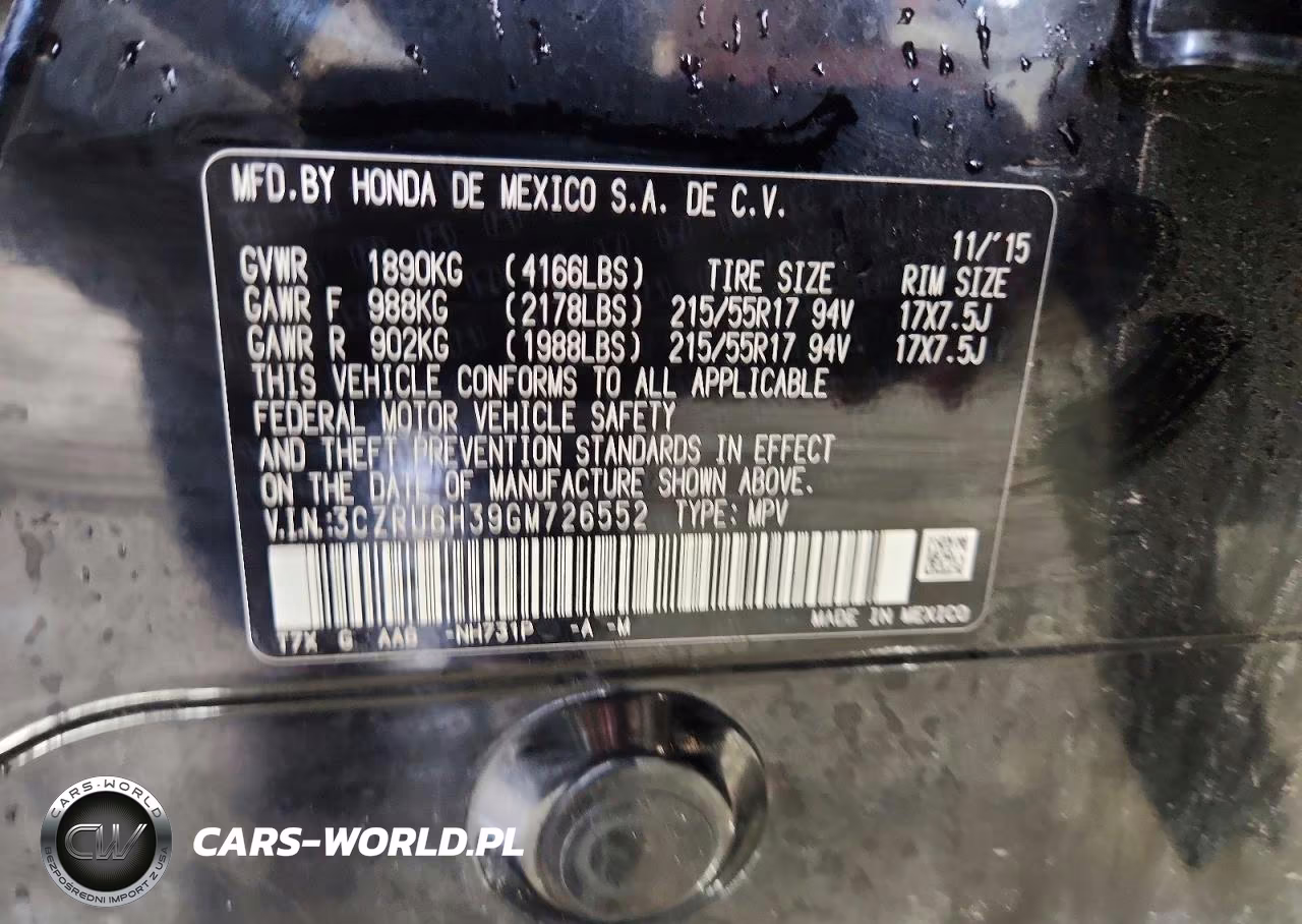2016 Honda Hr-V Lx VIN:3CZRU6H39GM726552 - 13