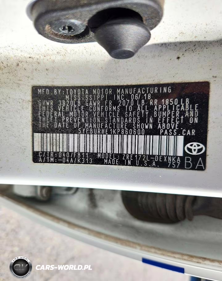 2019 Toyota Corolla Le VIN:5YFBURHE1KP860600 - 12