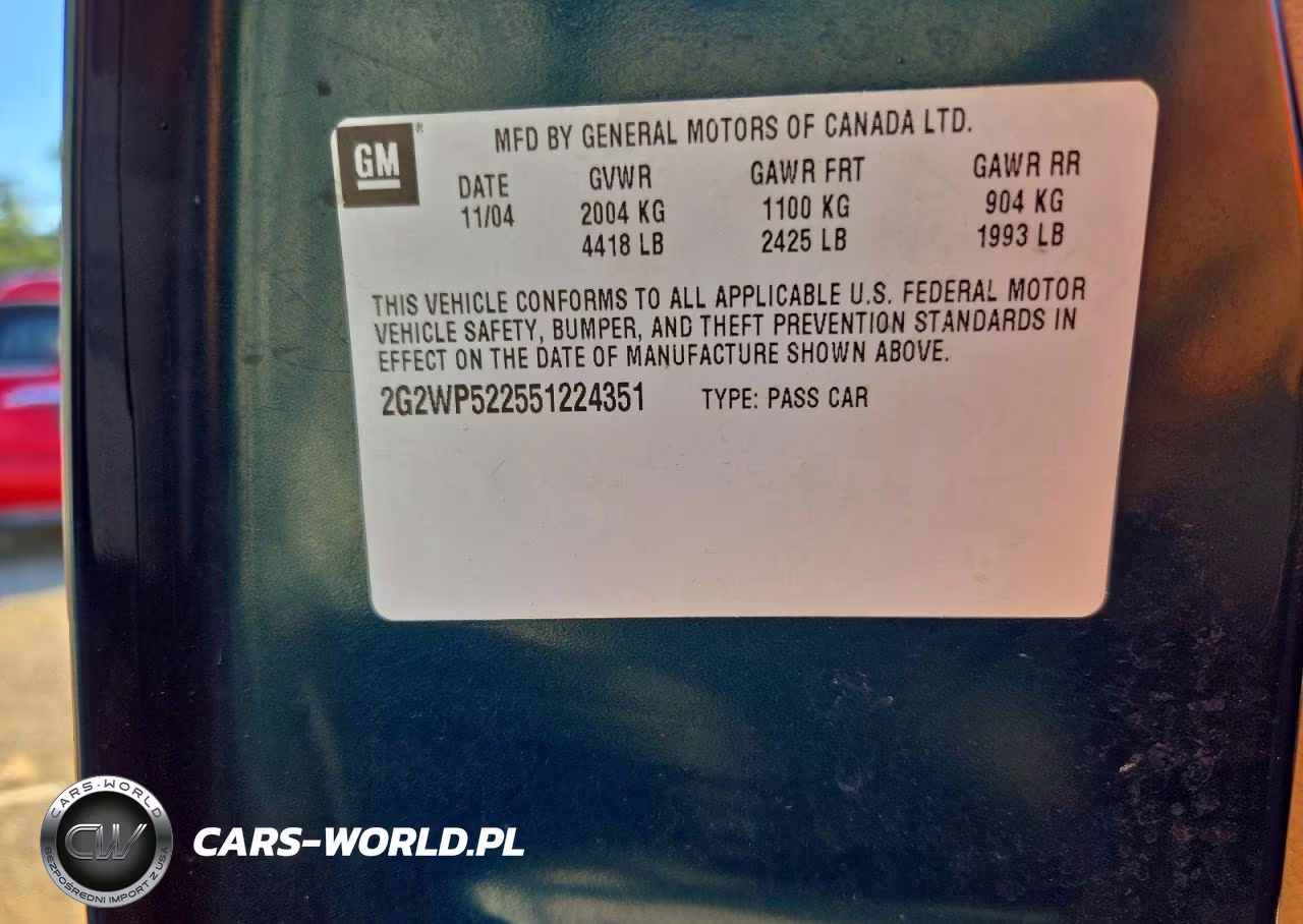 2005 Pontiac Grand Prix VIN:2G2WP522551224351 - 12