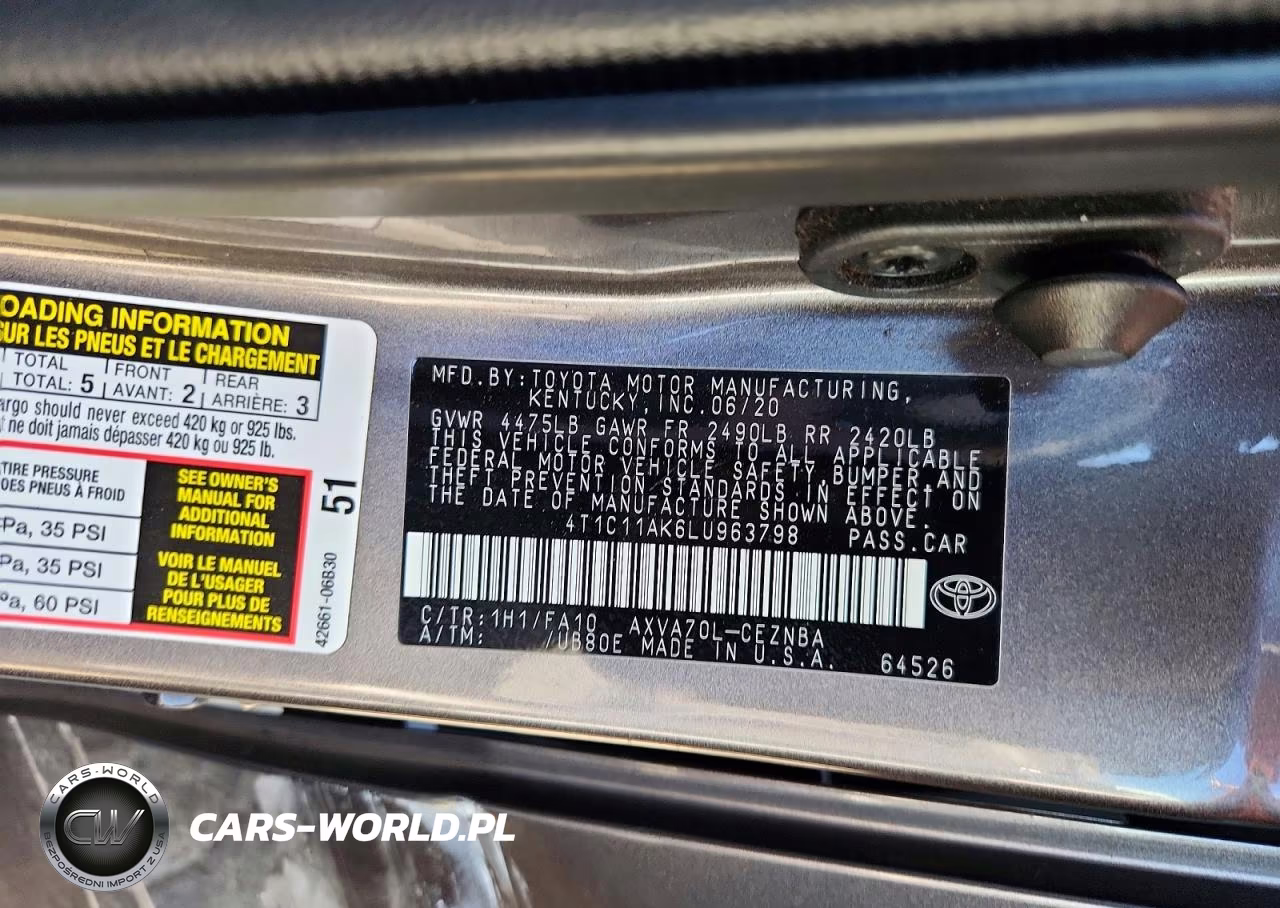 2020 Toyota Camry Le VIN:4T1C11AK6LU963798 - 12