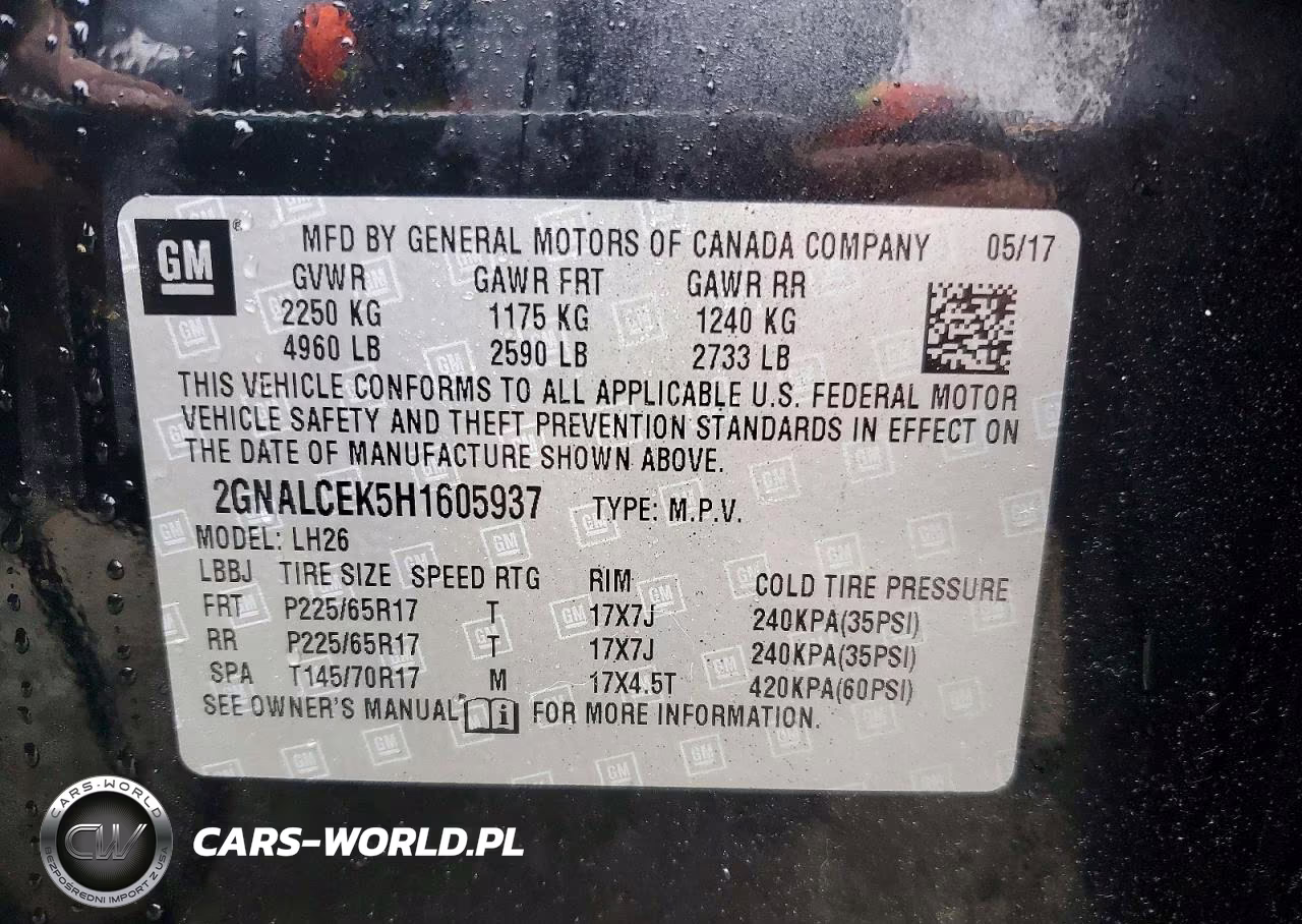 2017 Chevrolet Equinox Lt VIN:2GNALCEK5H1605937 - 13