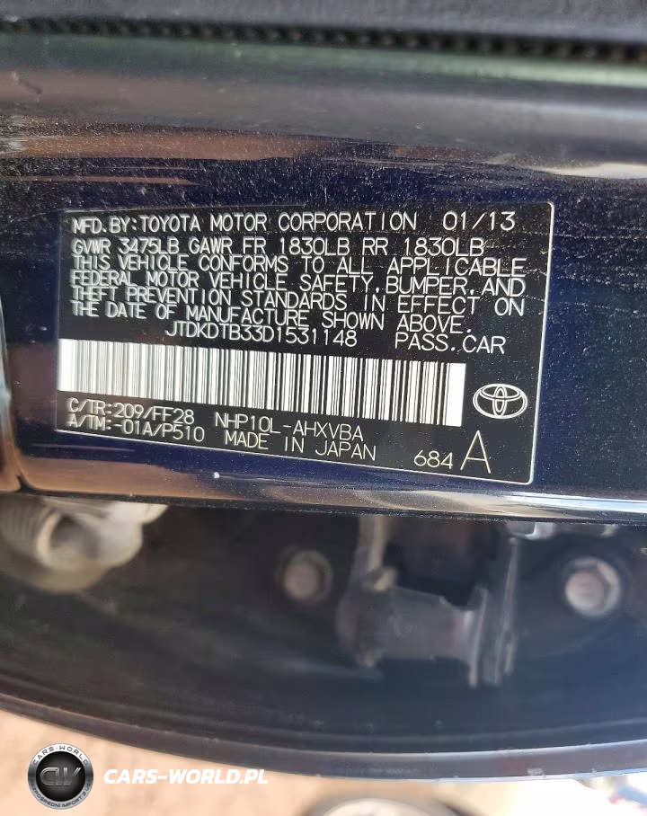 2013 Toyota Prius C Two VIN:JTDKDTB33D1531148 - 13