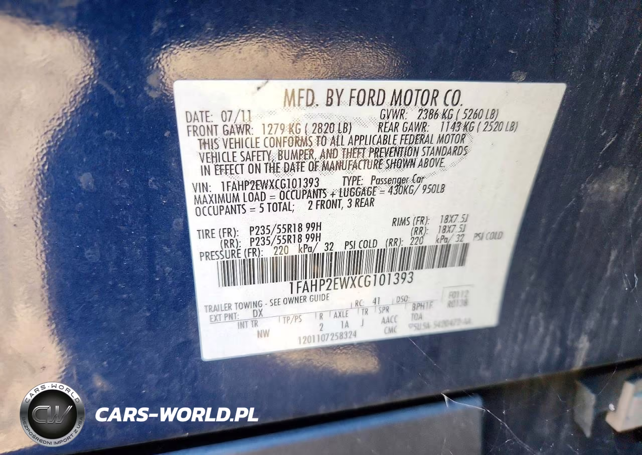 2012 Ford Taurus Sel VIN:1FAHP2EWXCG101393 - 12