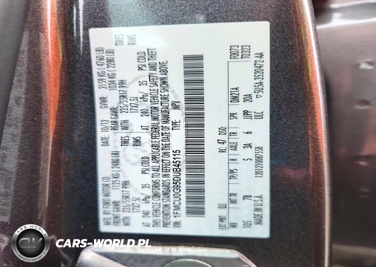 2013 Ford Escape Se VIN:1FMCU0G95DUB45115 - 13