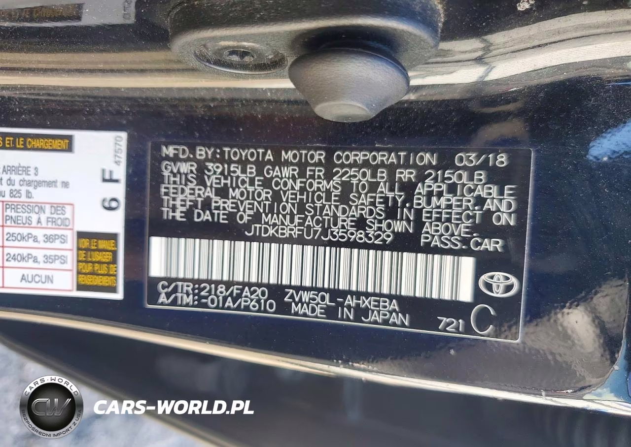 2018 Toyota Prius One VIN:JTDKBRFU7J3598329 - 12