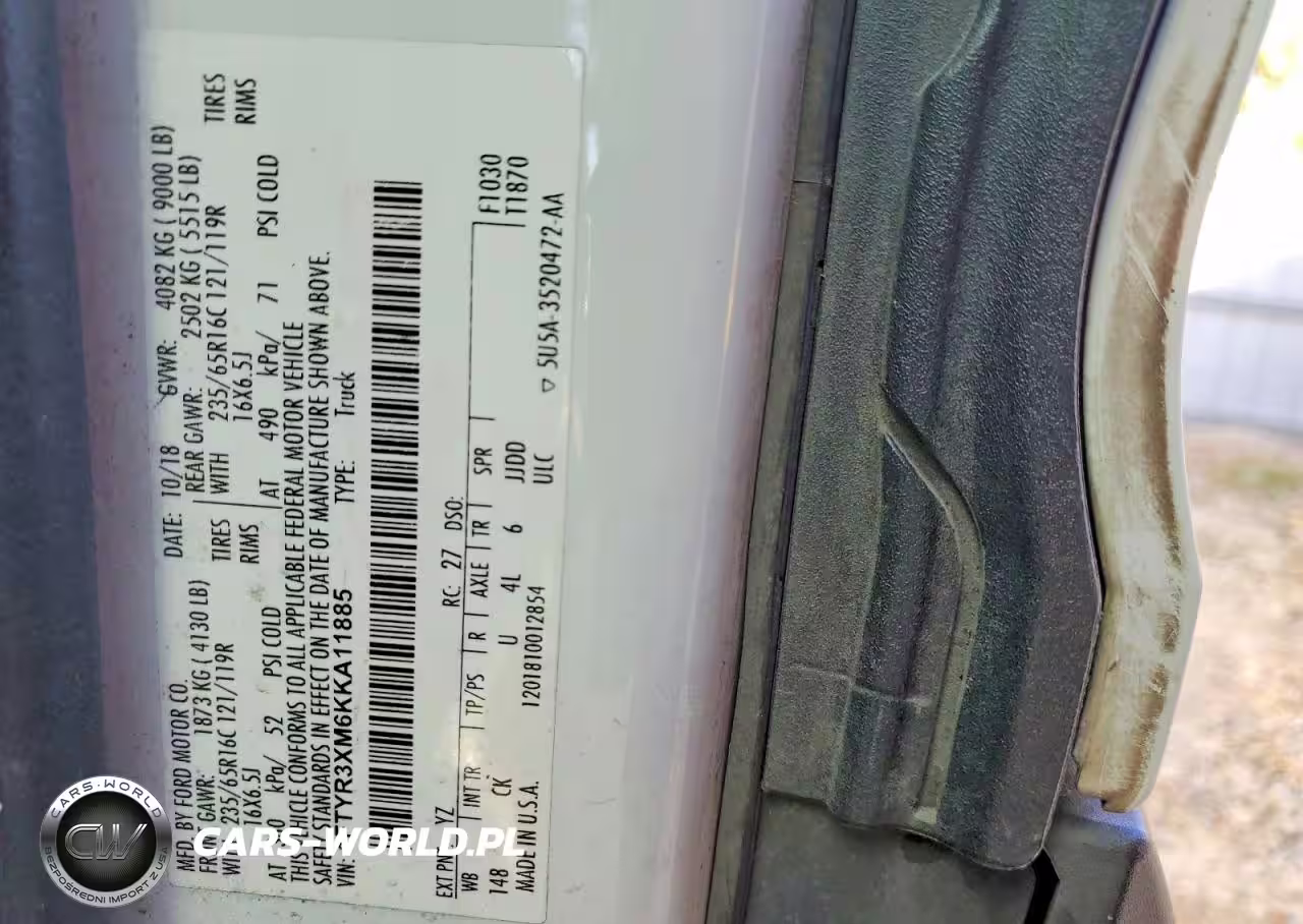 2019 Ford Transit T-250 VIN:1FTYR3XM6KKA11885 - 13