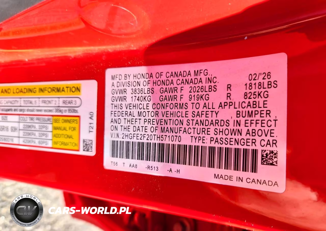 2026 Honda Civic Lx VIN:2HGFE2F20TH571070 - 12