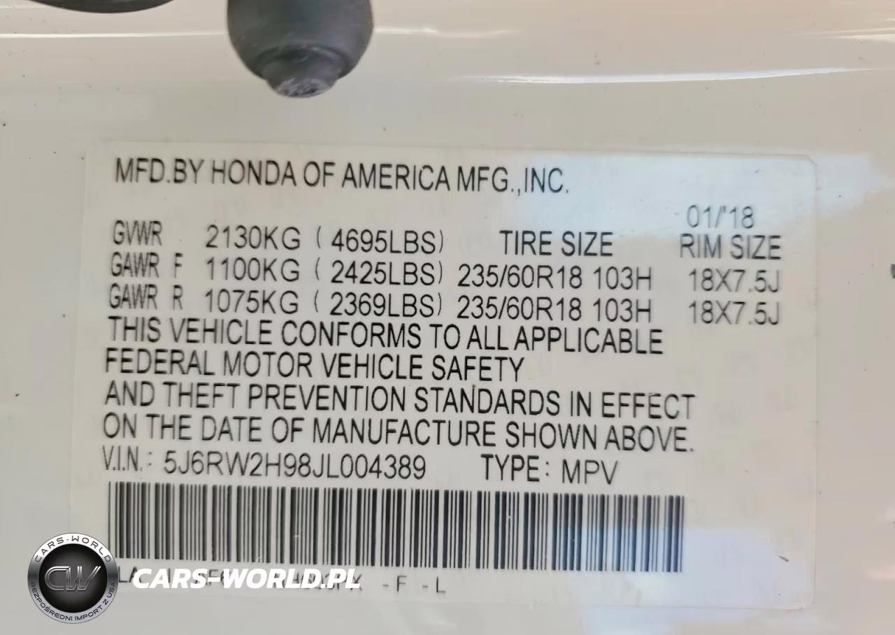 2018 Honda Cr-V Touring VIN:5J6RW2H98JL004389 - 12