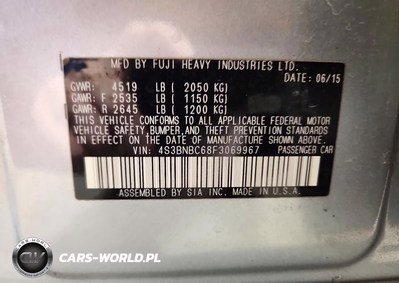 2015 Subaru Legacy 2.5I Premium VIN:4S3BNBC68F3069967 - 13