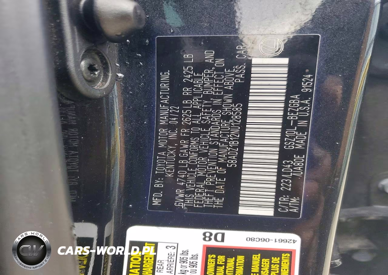 2022 Lexus Es 350 Base VIN:58ADZ1B12NU128585 - 13