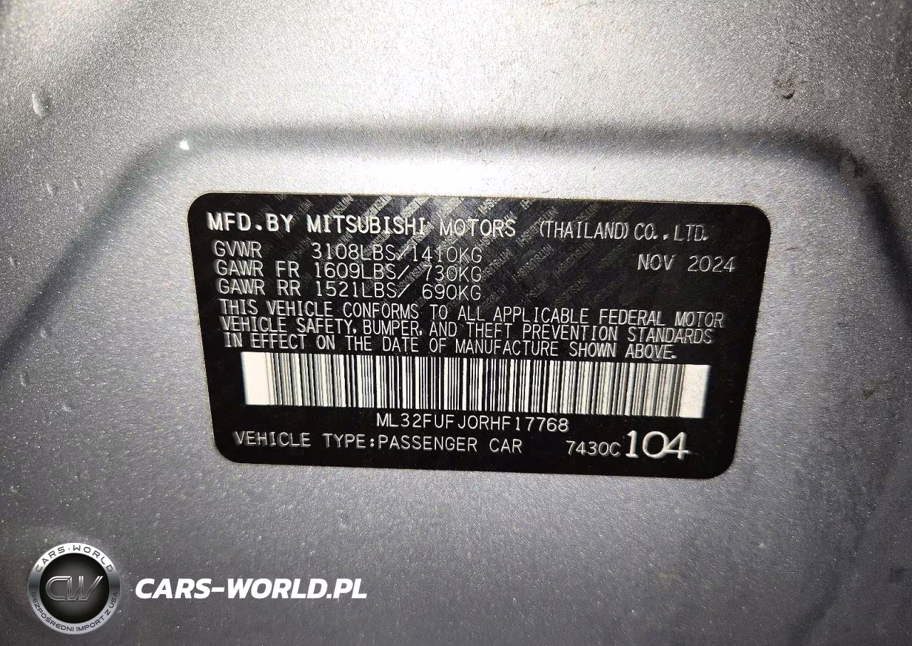 2024 Mitsubishi Mirage G4 Es VIN:ML32FUFJ0RHF17768 - 12