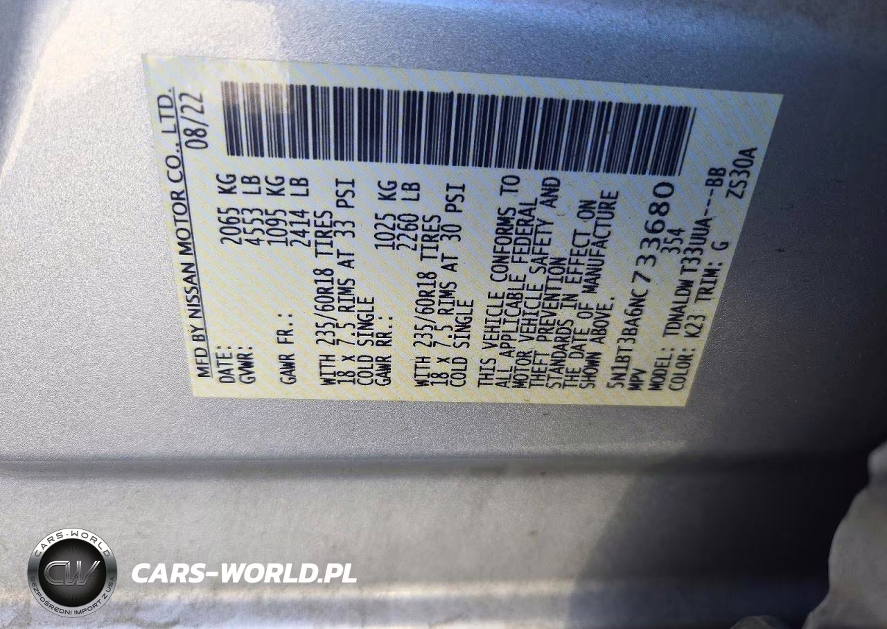2022 Nissan Rogue Sv VIN:5N1BT3BA6NC733680 - 13