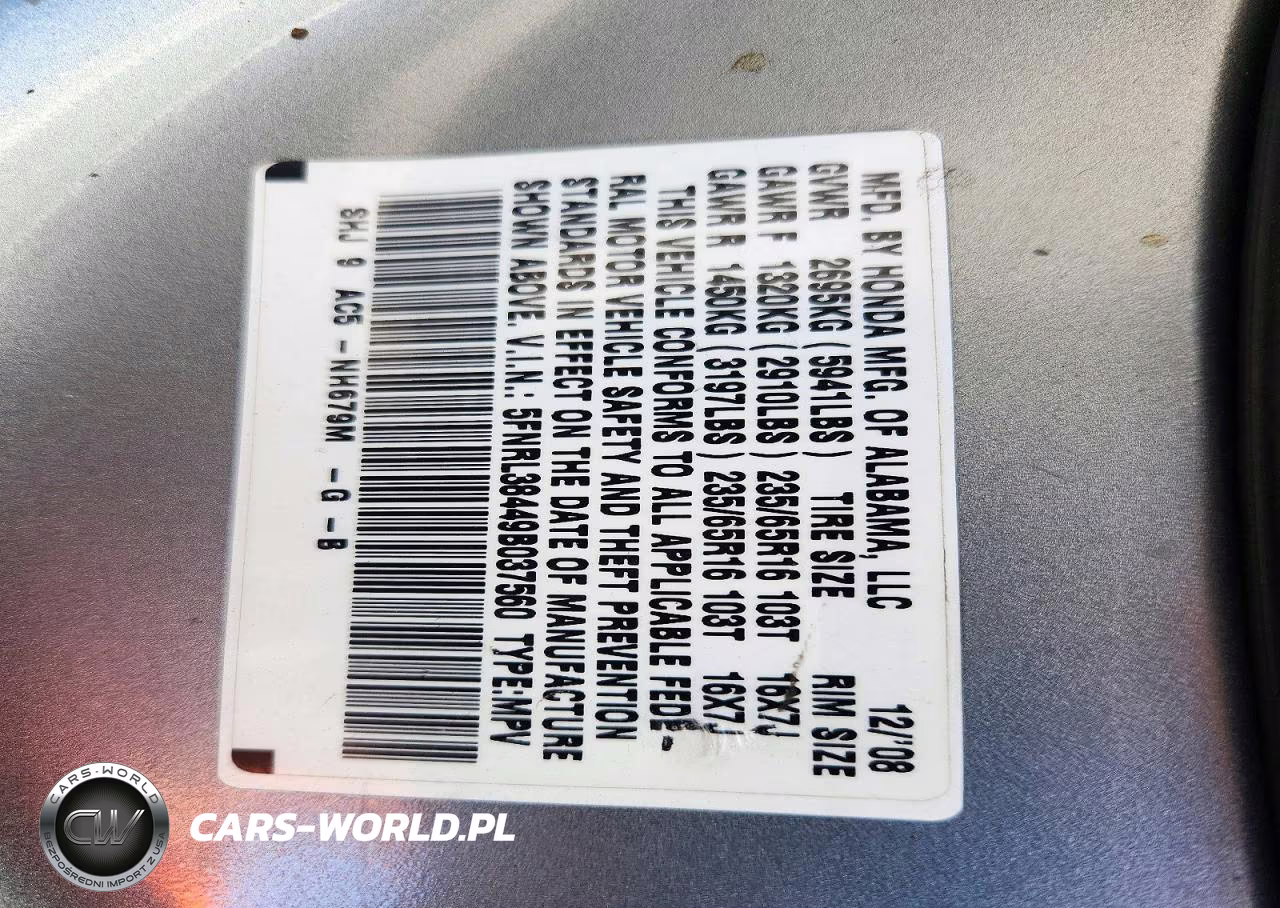 2009 Honda Odyssey Ex VIN:5FNRL38449B037560 - 13