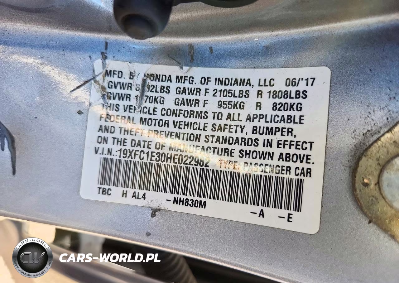 2017 Honda Civic Ex VIN:19XFC1E30HE022982 - 13