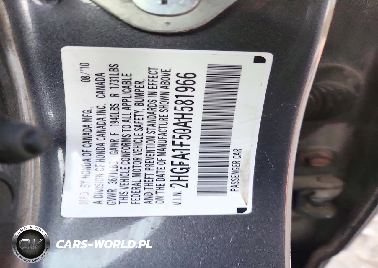 2010 Honda Civic Lx VIN:2HGFA1F50AH581966 - 12
