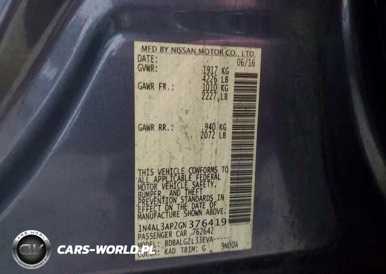 2016 Nissan Altima 2.5 S VIN:1N4AL3AP2GN376419 - 13