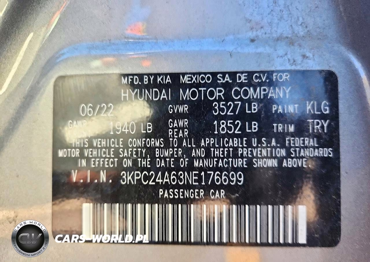 2022 Hyundai Accent Sel VIN:3KPC24A63NE176699 - 12