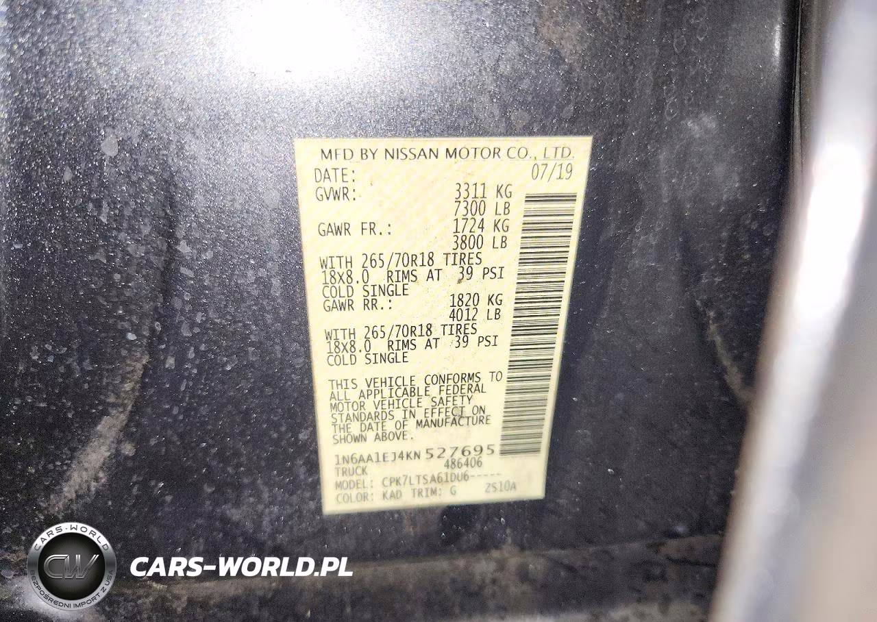 2019 Nissan Titan Sv VIN:1N6AA1EJ4KN527695 - 12