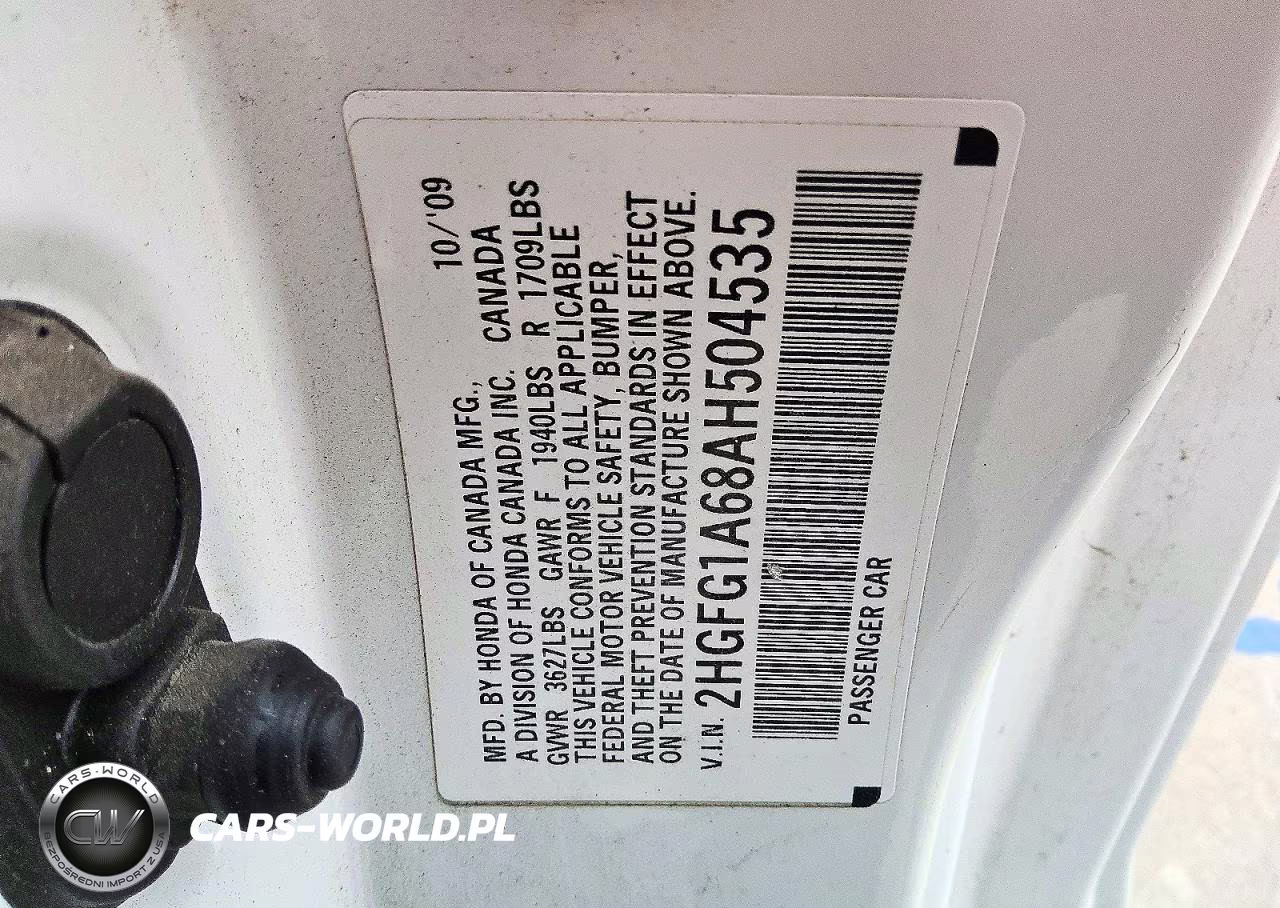 2010 Honda Civic Lx VIN:2HGFG1A68AH504535 - 12