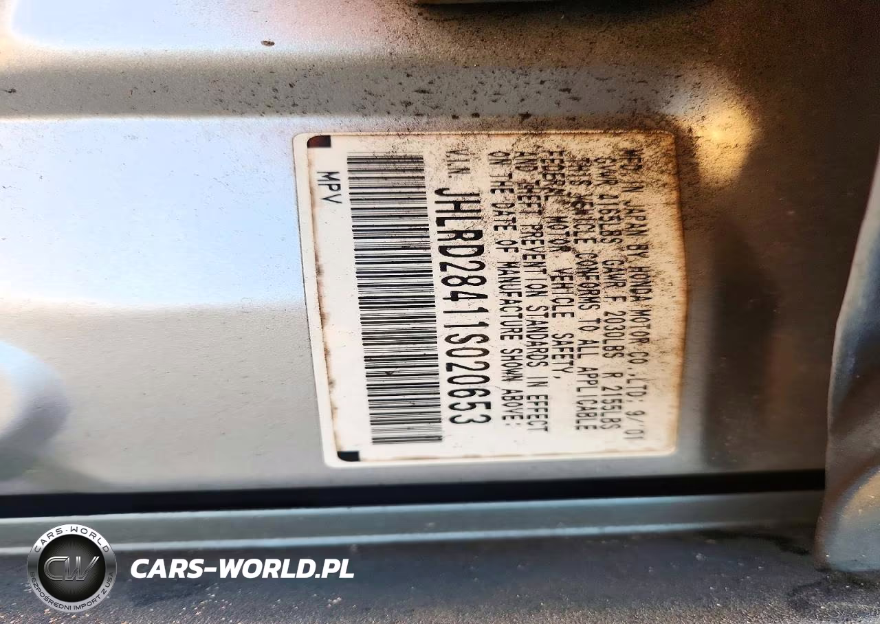 2001 Honda Cr-V Lx VIN:JHLRD28411S020653 - 14