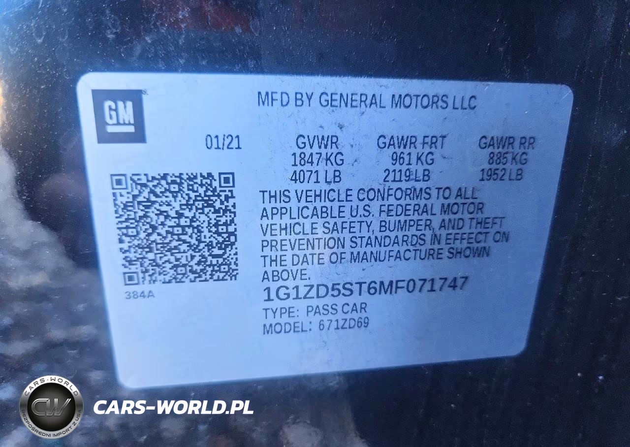 2021 Chevrolet Malibu Lt VIN:1G1ZD5ST6MF071747 - 12