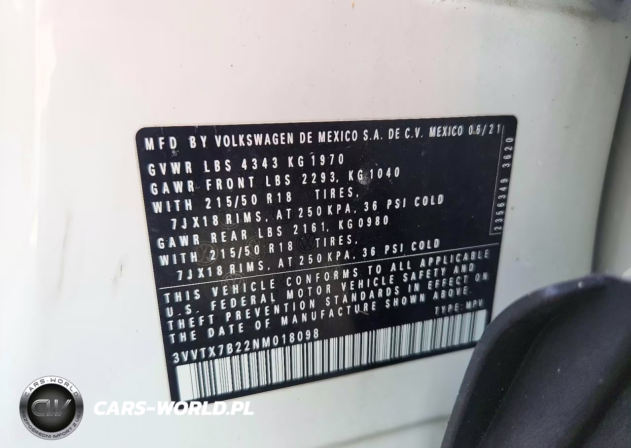 2022 Volkswagen Taos Se VIN:3VVTX7B22NM018098 - 14