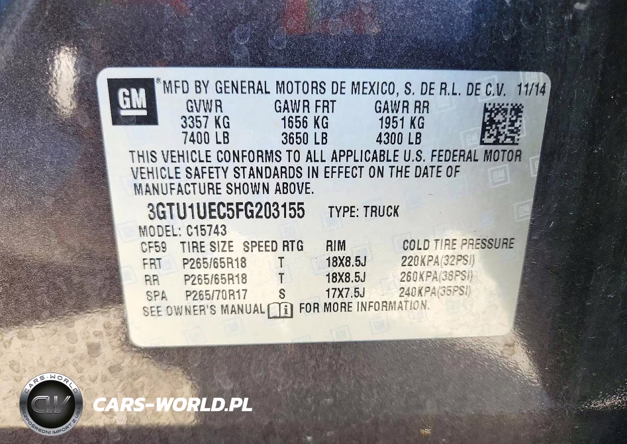 2015 GMC Sierra C1500 VIN:3GTU1UEC5FG203155 - 12