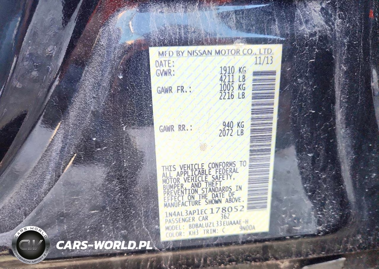 2014 Nissan Altima 2.5 Sv VIN:1N4AL3AP1EC178052 - 12