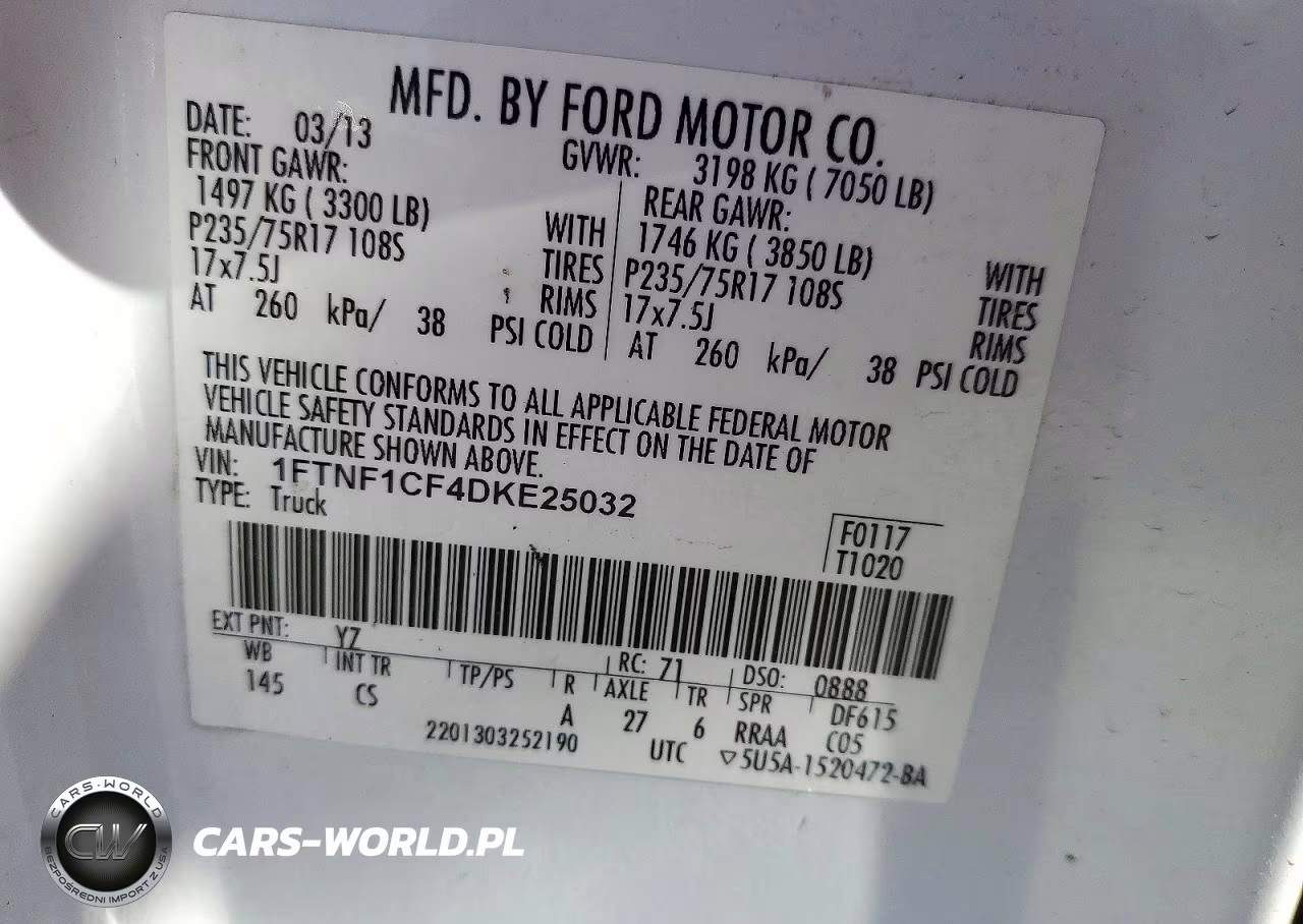 2013 Ford F150 VIN:1FTNF1CF4DKE25032 - 12
