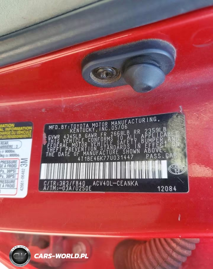 2007 Toyota Camry Le VIN:4T1BE46K77U031447 - 12