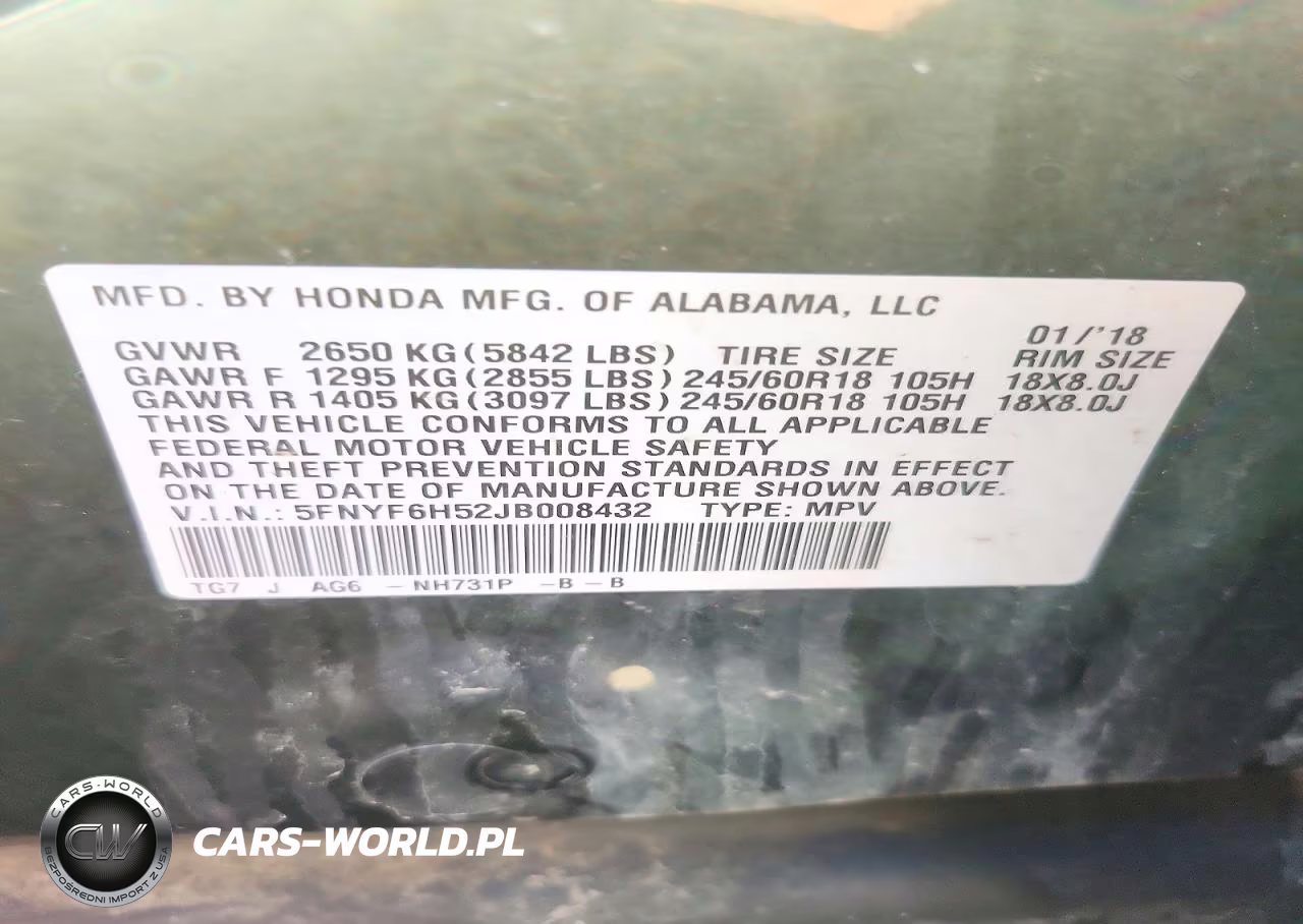 2018 Honda Pilot Exl VIN:5FNYF6H52JB008432 - 13
