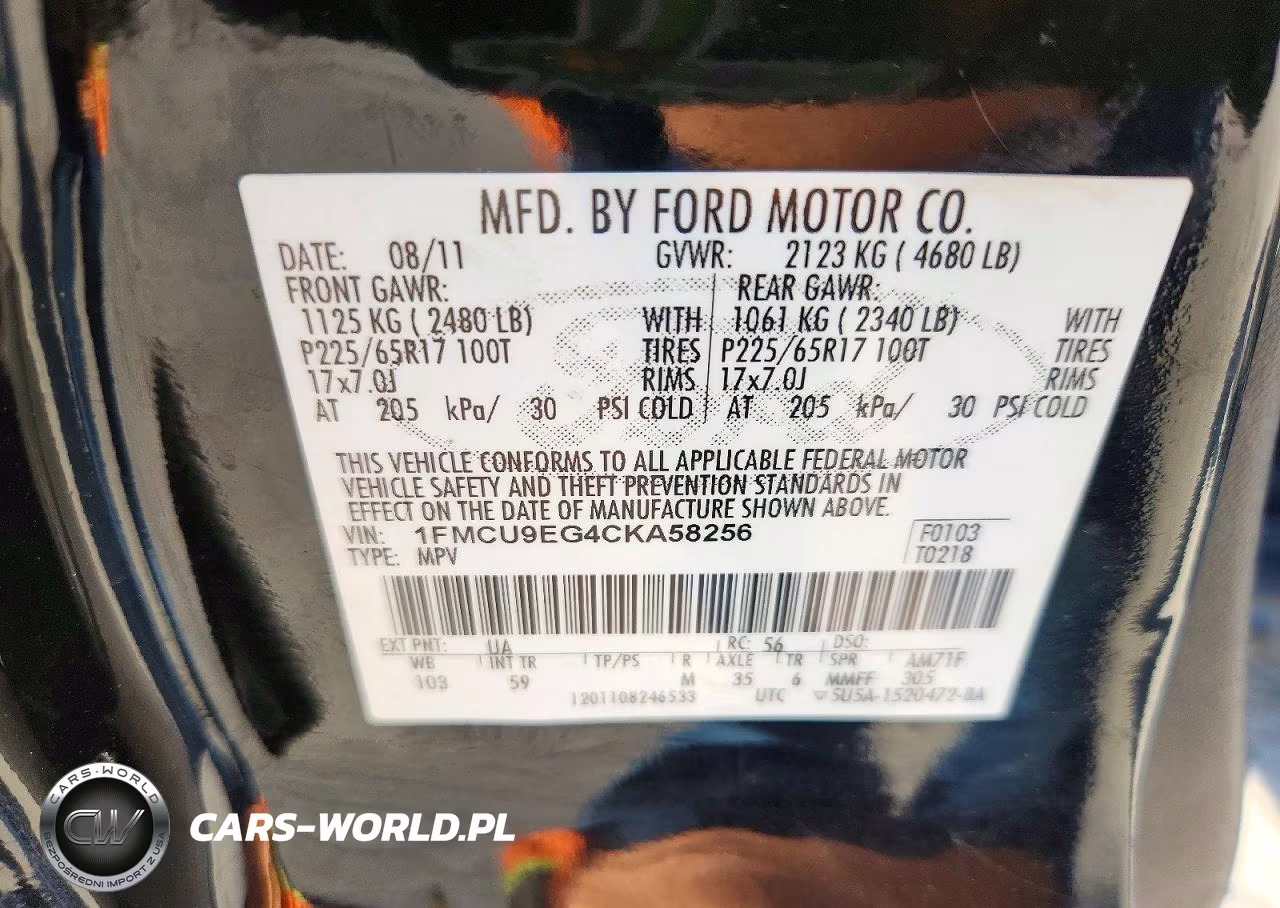 2012 Ford Escape Limited VIN:1FMCU9EG4CKA58256 - 12