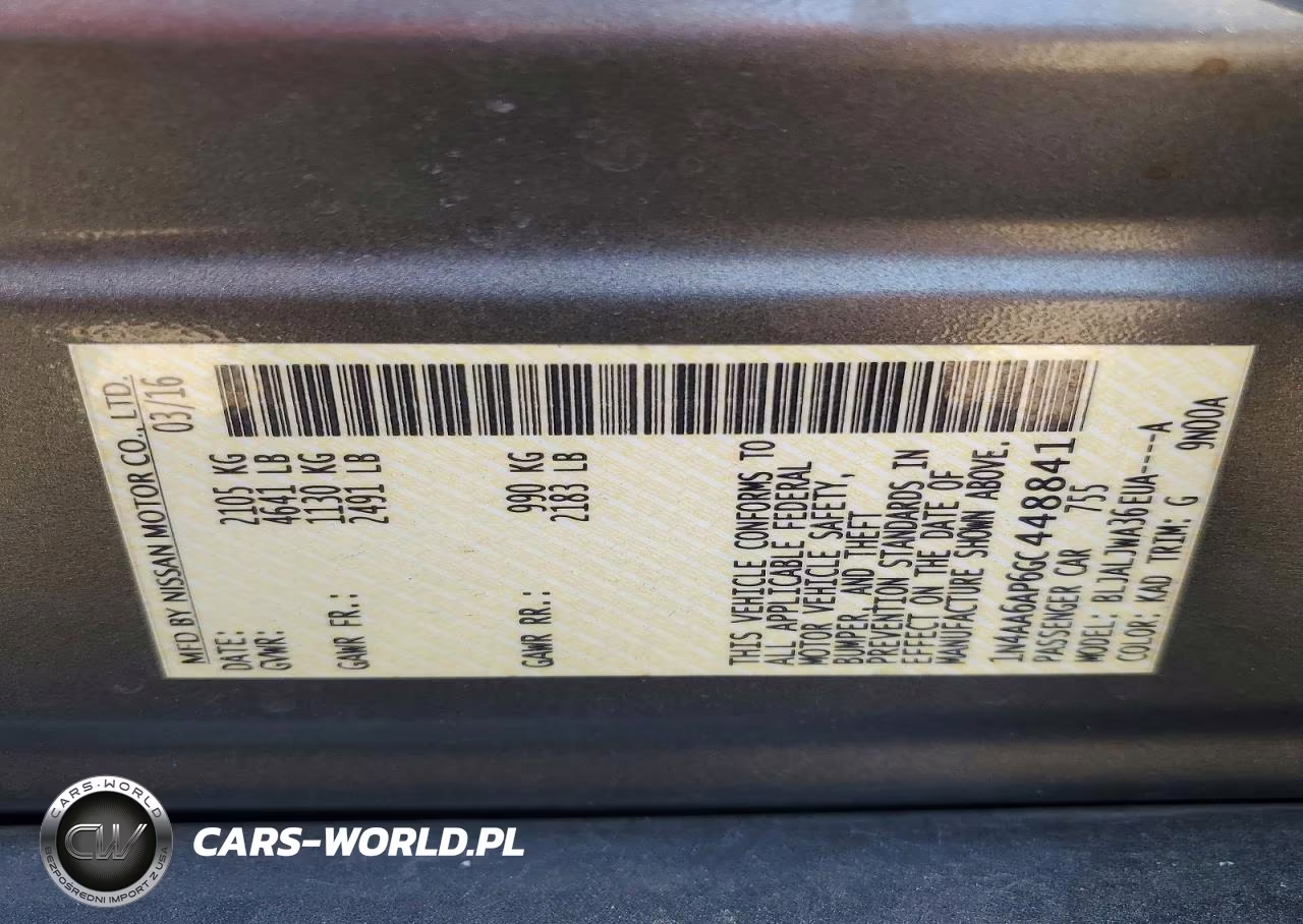 2016 Nissan Maxima 3.5 Sv VIN:1N4AA6AP6GC448841 - 12