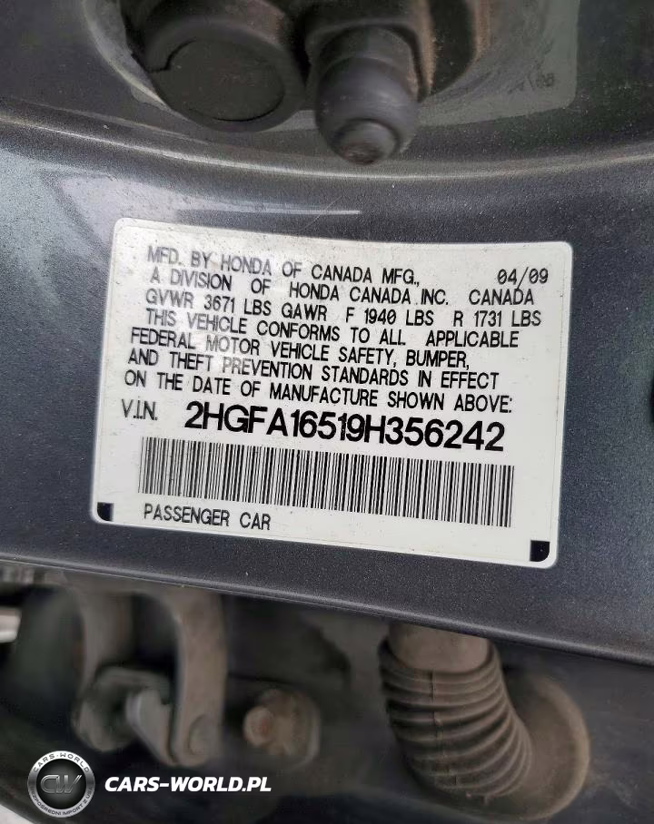 2009 Honda Civic Lx VIN:2HGFA16519H356242 - 12